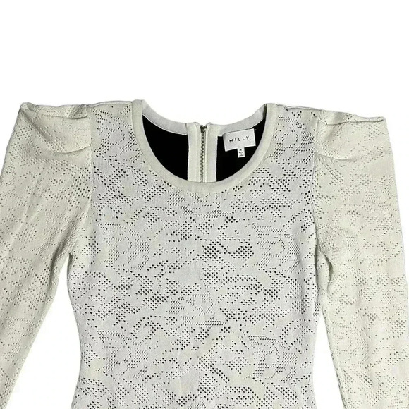 MILLY Women's Knit Dress White Patterned Medium - Picture 4 of 8